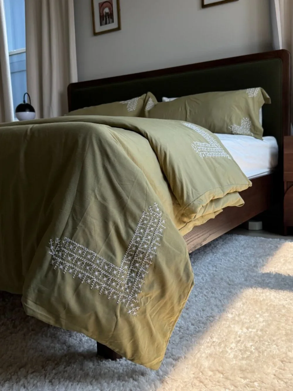 Hand Embroidered King Duvet + Shams